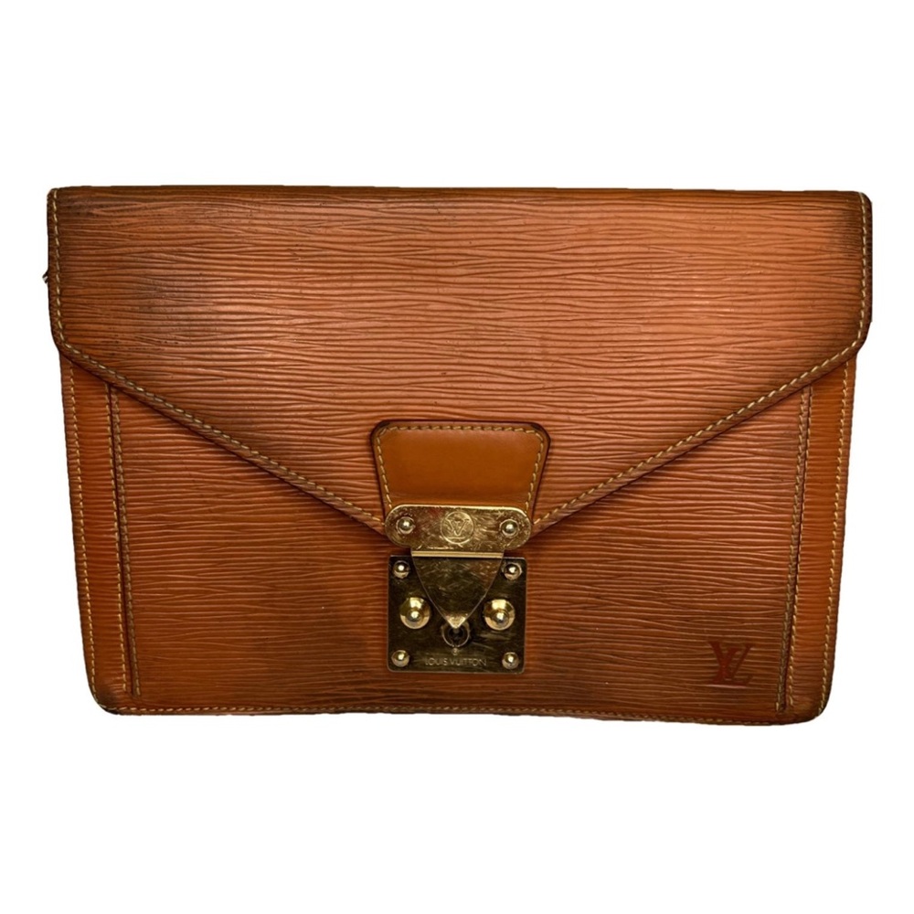 VINTAGE 1993 SELLIER DRAGONNE
LOUIS VUITTON BROWN EPI LEATHER
CLUTCH WRISTLET